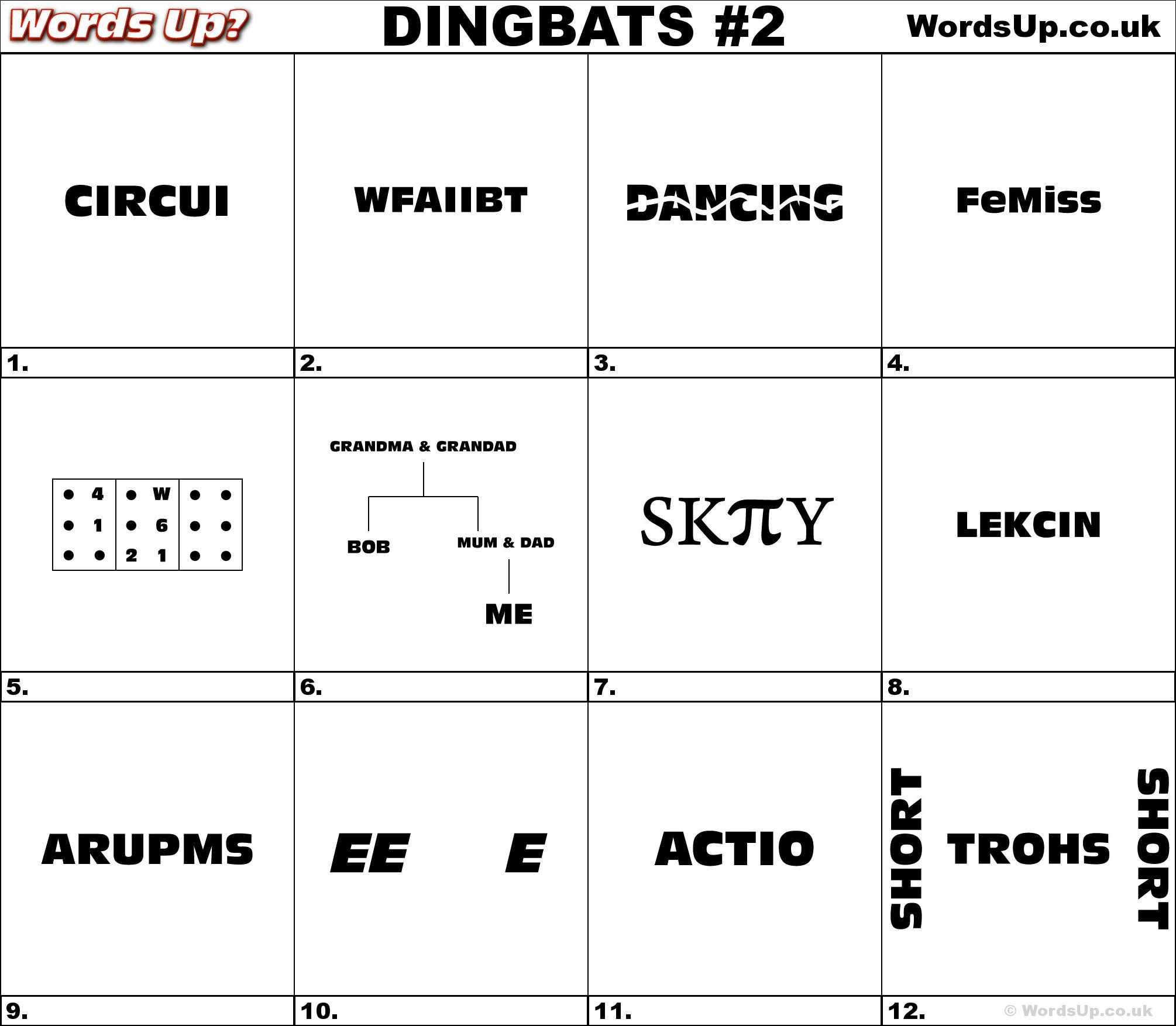 Dingbat &amp;amp; Whatzit Rebus Puzzles #dingbats #whatzits #rebus #puzzle - Free Printable Dingbats Puzzles