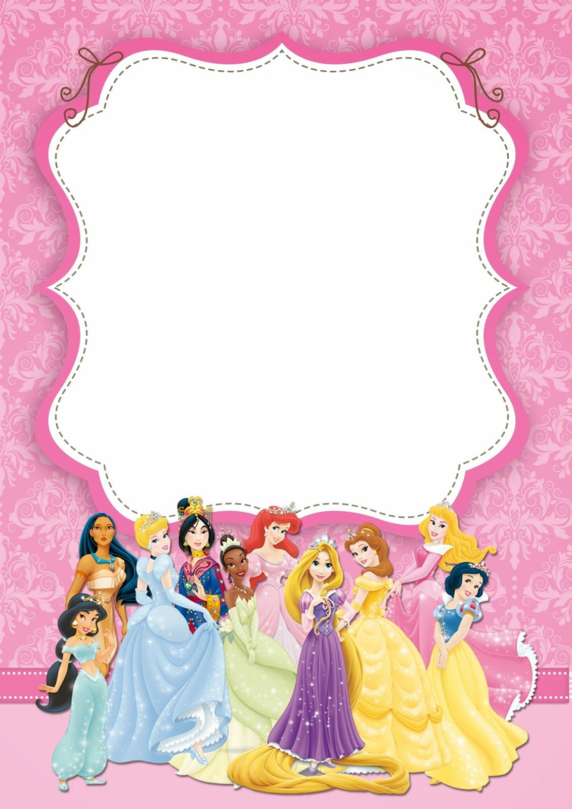 Disney Princess: Free Printable Party Invitations. | Princesse - Disney Princess Free Printable Invitations