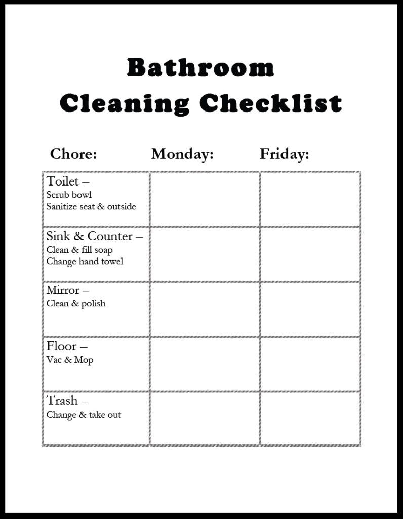 Diy Bathroom Cleaning Checklist - With Free Printable. | Diy House - Free Printable Mirrored Numbers