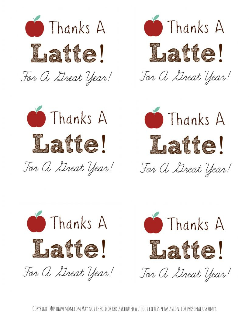 Diy Personalized Teacher Mug + &amp;quot;thanks A Latte&amp;quot; Printable - Thanks A Latte Free Printable Gift Tag