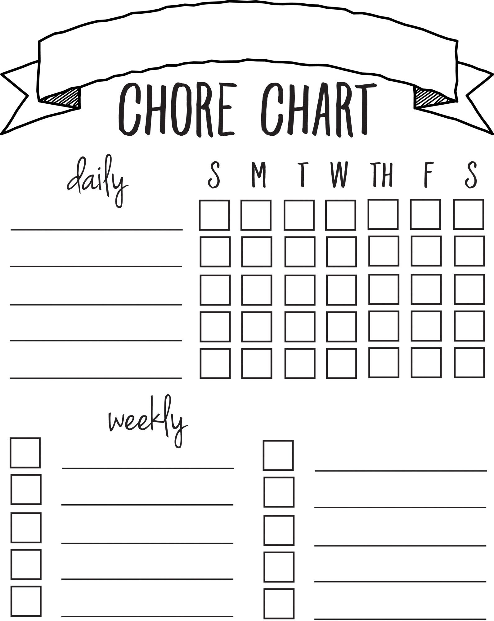 Free Printable Teenage Chore Chart