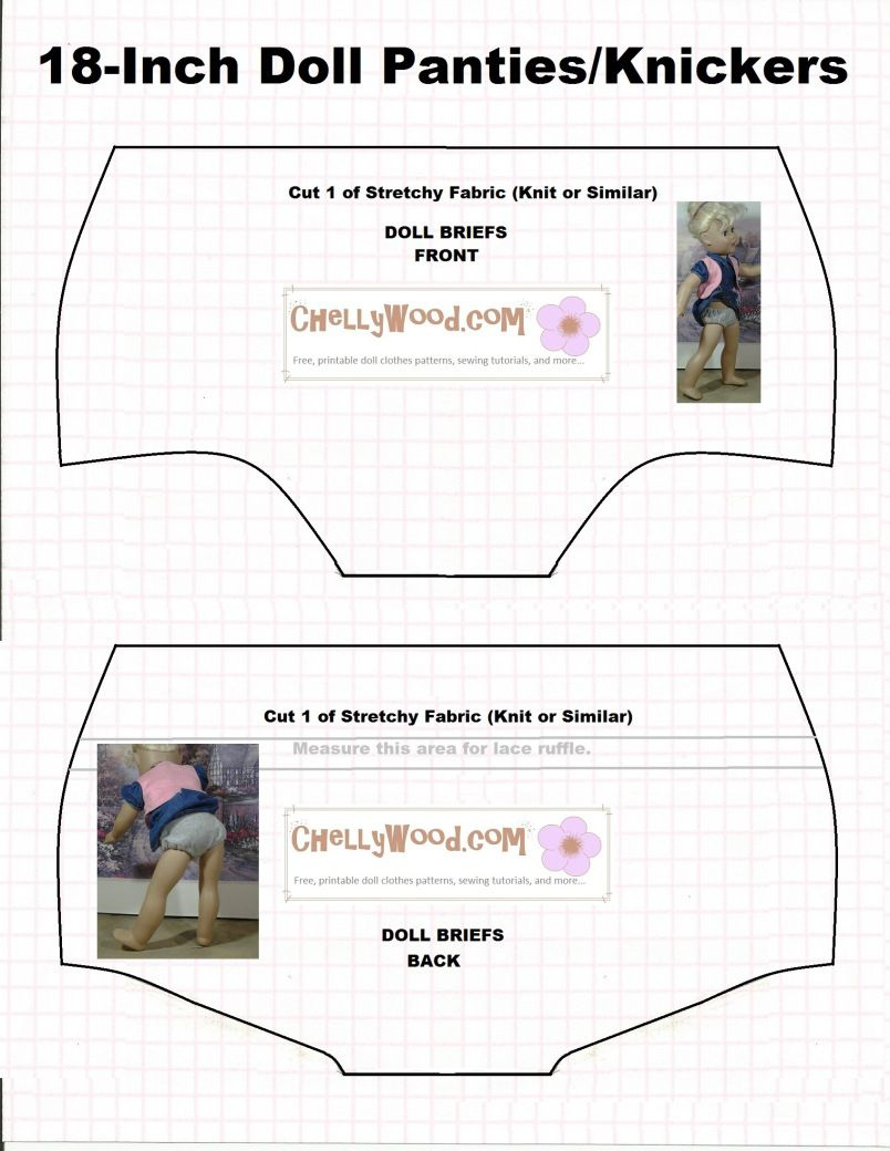 Doll Underwear Pattern (Briefs) To Fit 18 Inch Dolls Like American - Free Printable Patterns For Sewing Doll Clothes