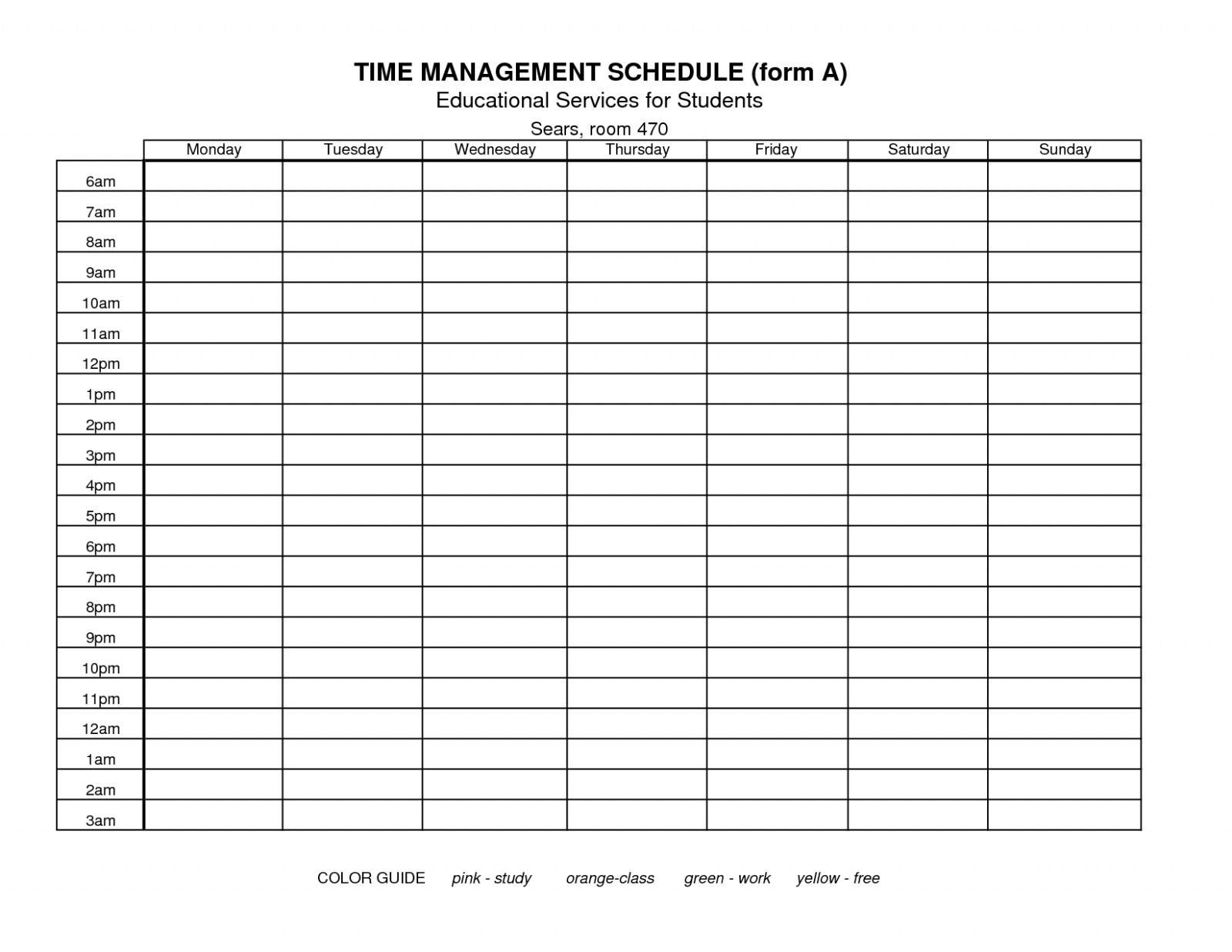 Printable Time Schedule Chart Hourly Table Free Weekly Tracker The ...