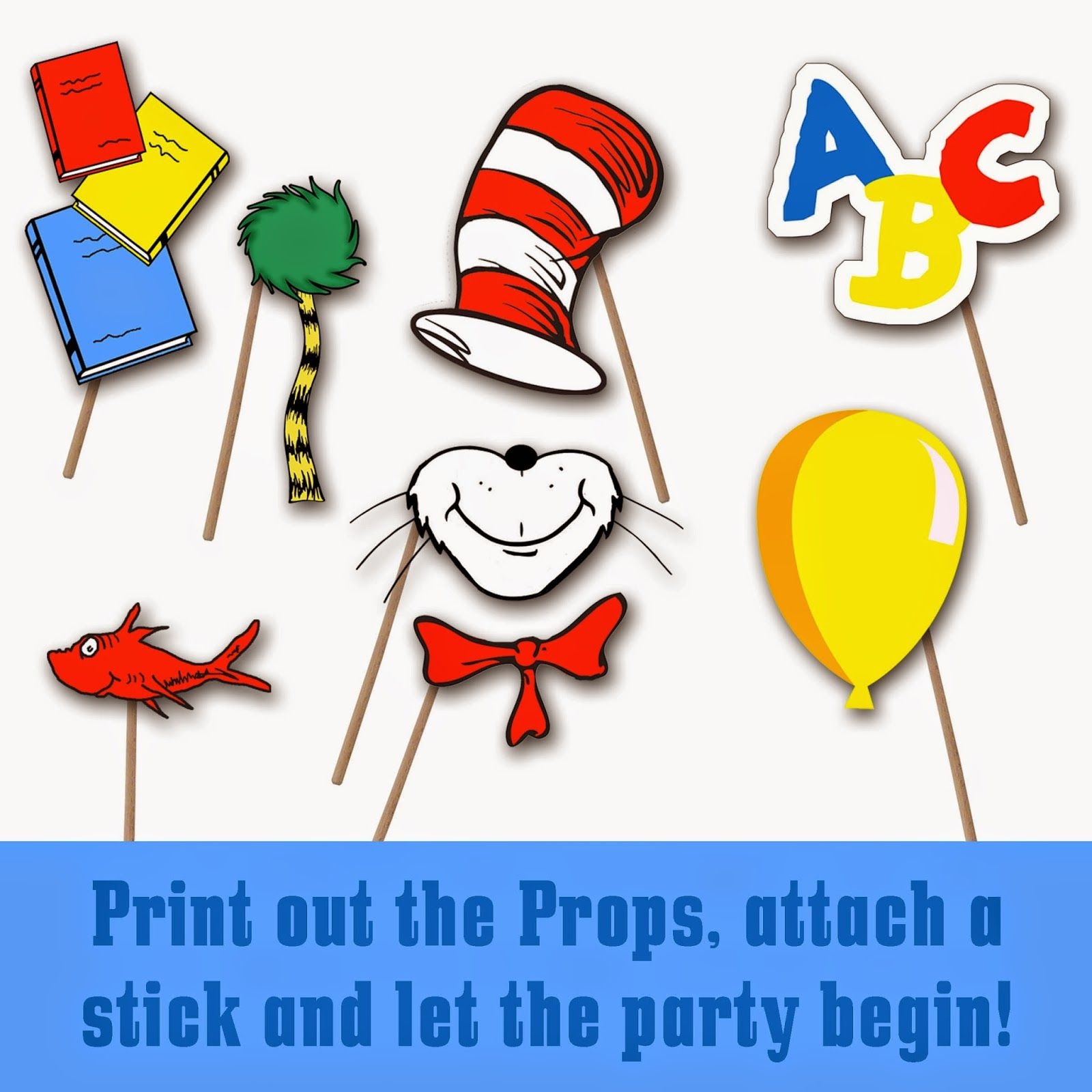 Dr. Seuss Photo Booth Printable Props | School-Dr. Seuss | Dr Seuss - Free Printable Dr Seuss Photo Props