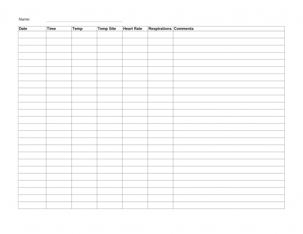 Free Printable Daily Vital Signs Chart