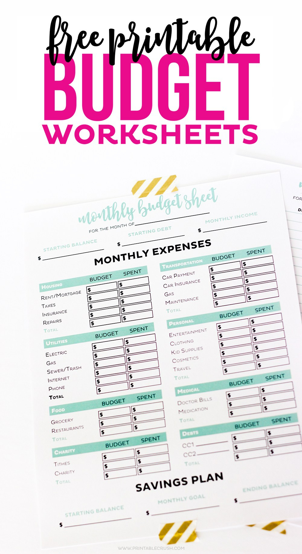 √ Simple Free Printable Budget Worksheets - Free Printable Budget Sheets