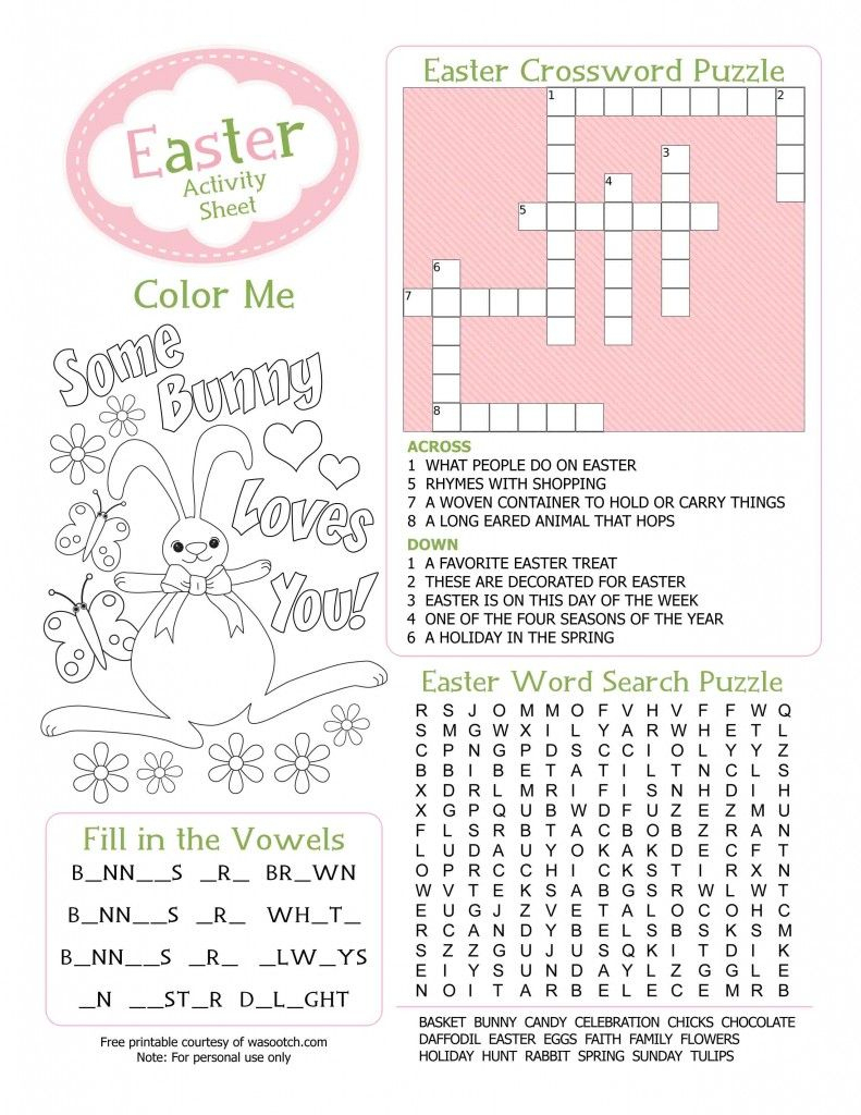 Easter Kids Activity Sheet Free Printable From Wasootch 791X1024 - Free Printable Easter Puzzles For Adults