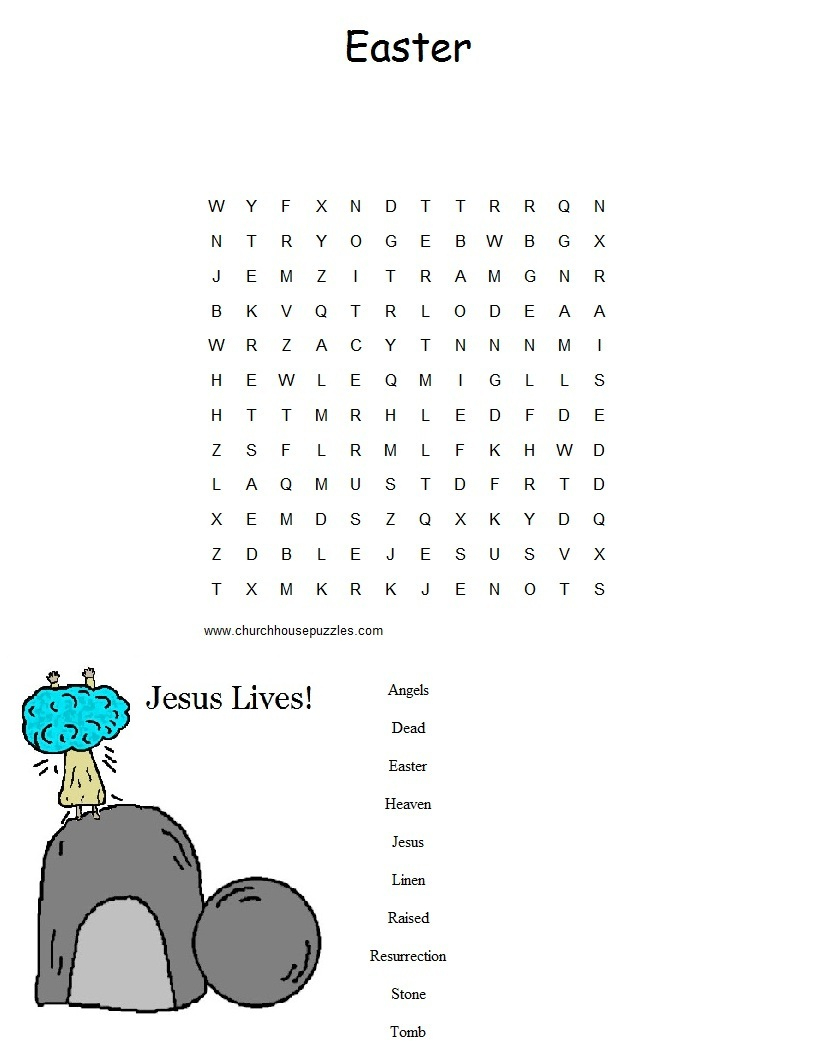 Easter Sunday School Lesson - Free Printable Religious Easter Word Searches
