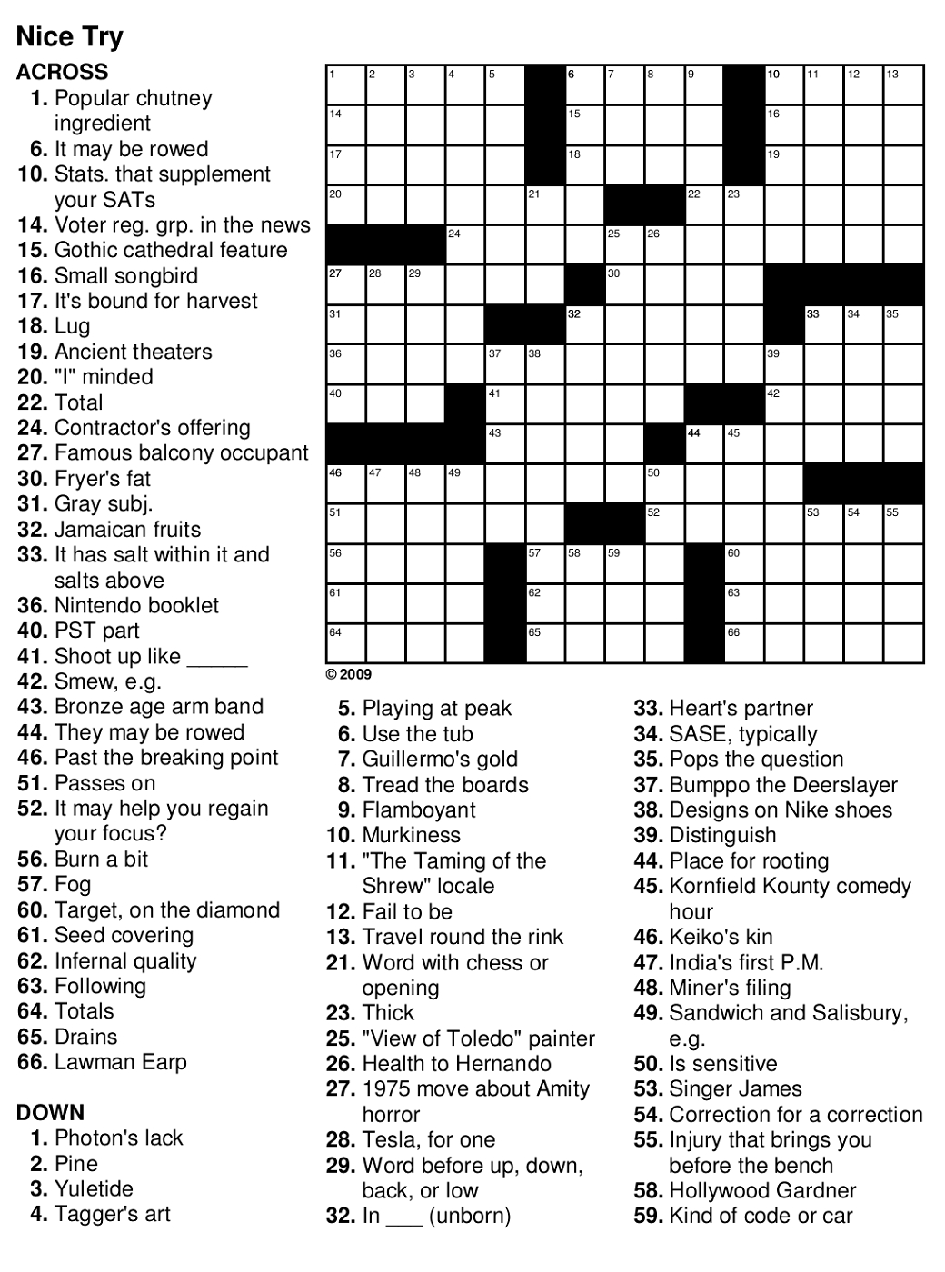 free crossword puzzle maker one page