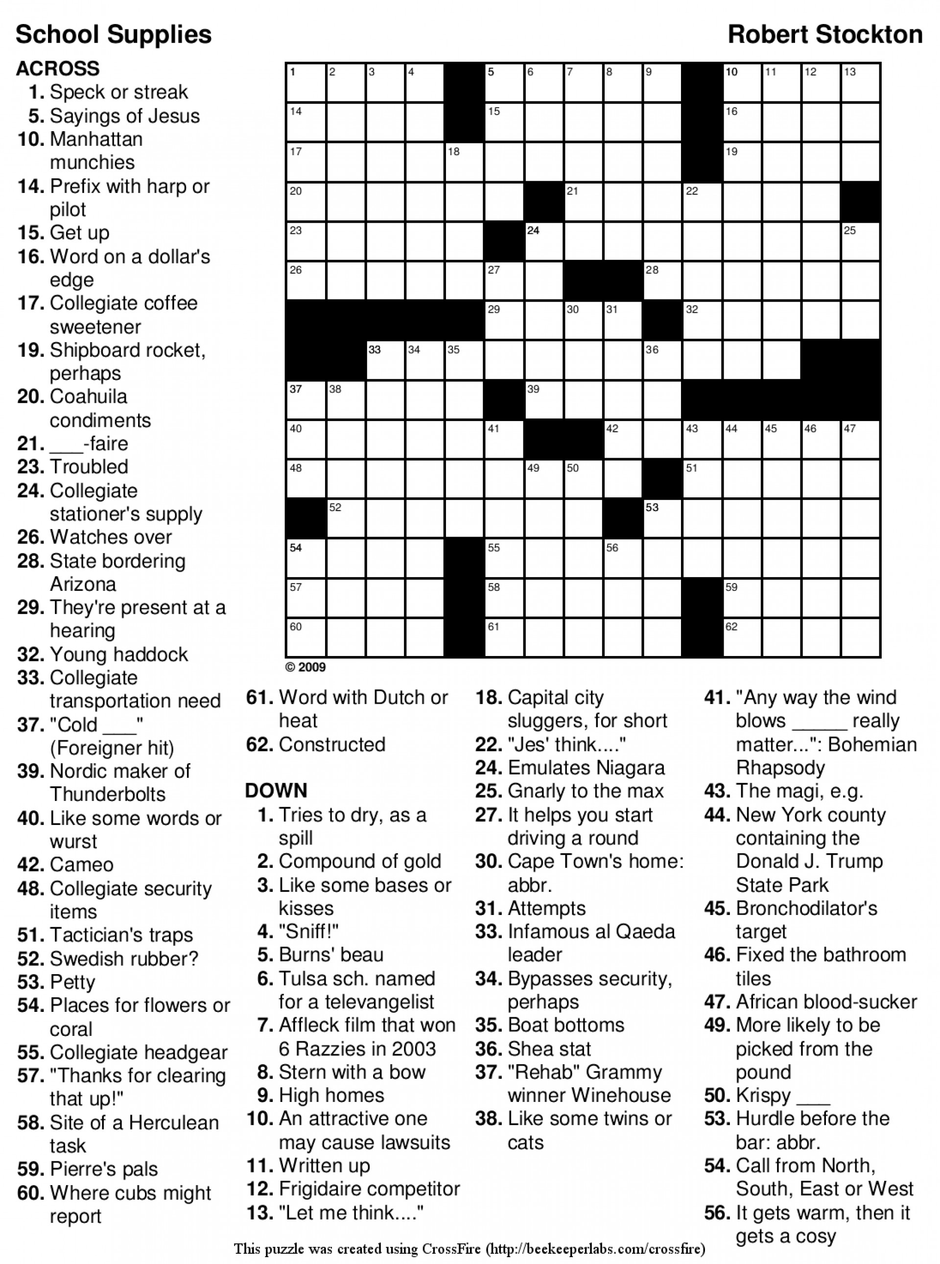 Easy Printable Crossword Puzzles Large Print Puzzle ~ Themarketonholly - Free Printable Word Search Puzzles For High School Students