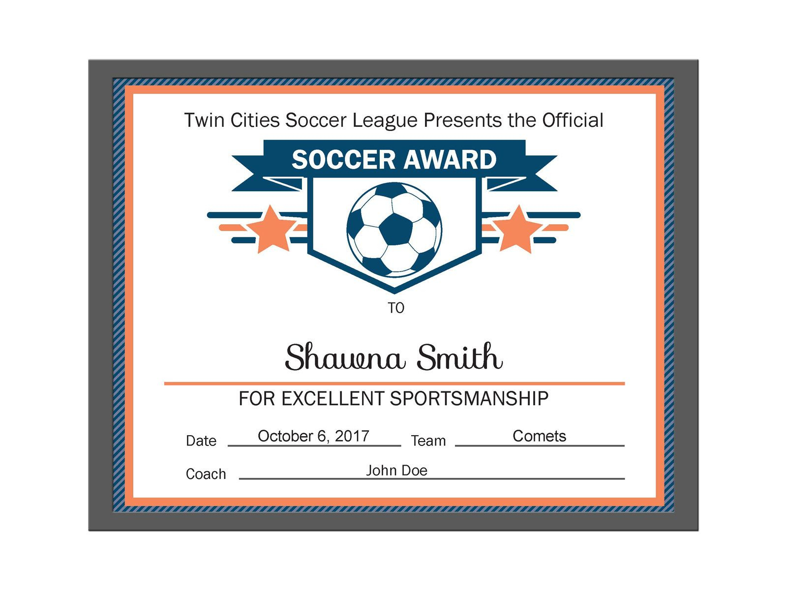 Editable Pdf Sports Team Soccer Certificate Award Template In 3 - Free Printable Soccer Certificate Templates