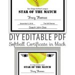 Editable Pdf Sports Team Softball Certificate Diy Award Template In   Free Printable Softball Certificates
