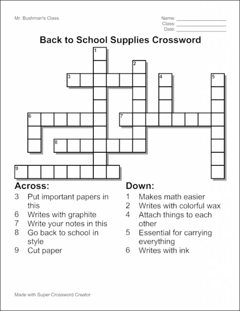 printable make your own crosswords