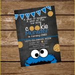 Elegant Cookie Monster Birthday Invitations Which Can Be Used As   Free Printable Cookie Monster Birthday Invitations