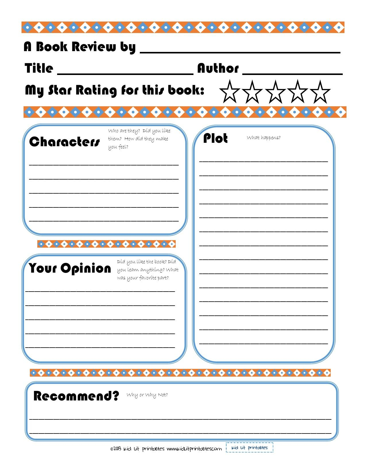 Elementary Book Report Template On Book Report Worksheet Printable - Free Printable Book Report Forms