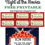 Elf On The Shelf Free Printable   Night At The Movies, Printable   Free Printable Movie Tickets