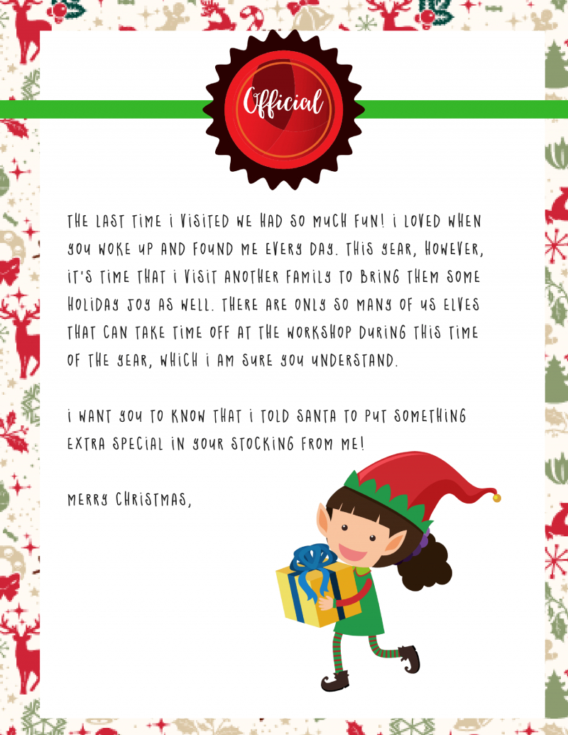Elf On The Shelf Goodbye Letter : Free Printable - - Elf On A Shelf Goodbye Letter Free Printable
