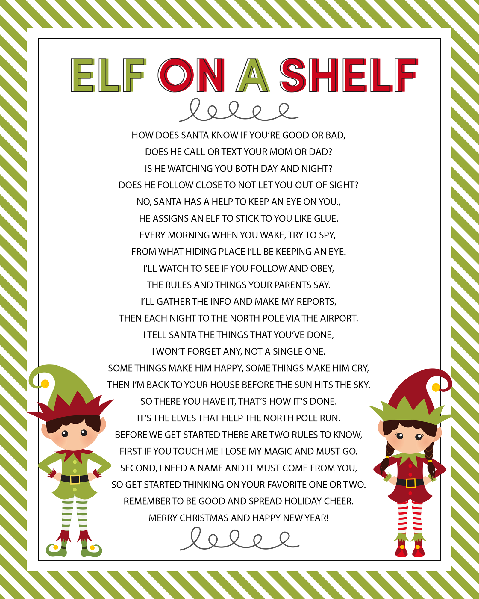 Elf On The Shelf Story - Free Printable Poem - Lil&amp;#039; Luna - Free Printable Pictures