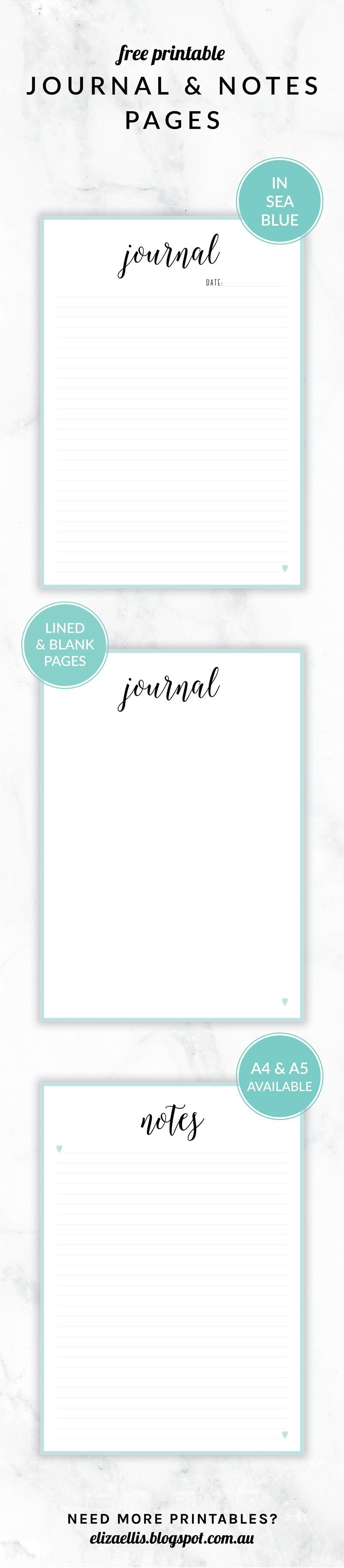 Eliza Ellis Free Printable Irma Journal And Notes Pages. Includes - Free Printable Journal Pages Lined