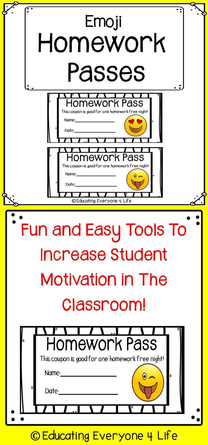 Emoji Homework Passes | *education 4 All ~ Open Board | Classroom - Free Printable Homework Pass Coupon