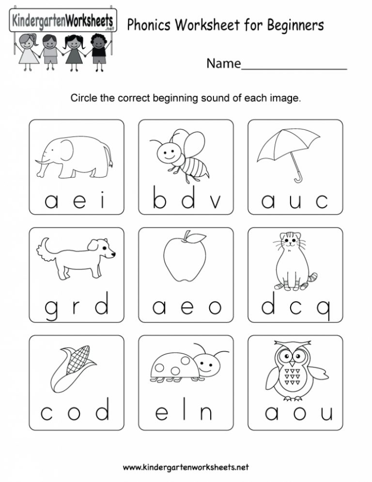 English Worksheets For Kinder Kindergarten Phonics Worksheet For - Free ...