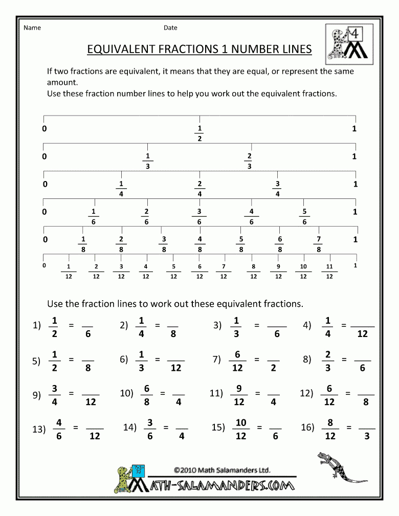 Equivalent Fractions Worksheet. Keep The Kiddies Ahead Of The Game - Free Printable Number Line Worksheets