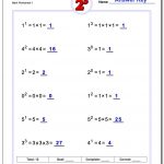 Exponents Worksheets   Free Printable Exponent Worksheets
