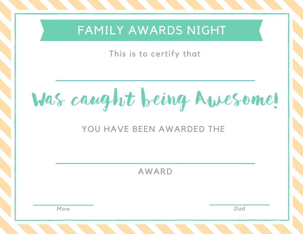 Family Awards Night: Giving Children A Sense Of Belonging - Free Printable Awards