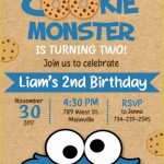 Fascinating Cookie Monster Birthday Invitations To Design Free   Free Printable Cookie Monster Birthday Invitations