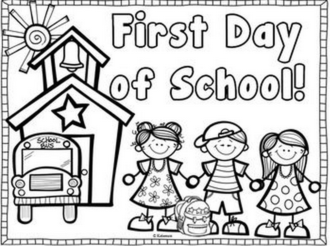 First Day Of School Coloring Page &amp;amp; Book For Kids. - Free Printable First Day Of School Coloring Pages