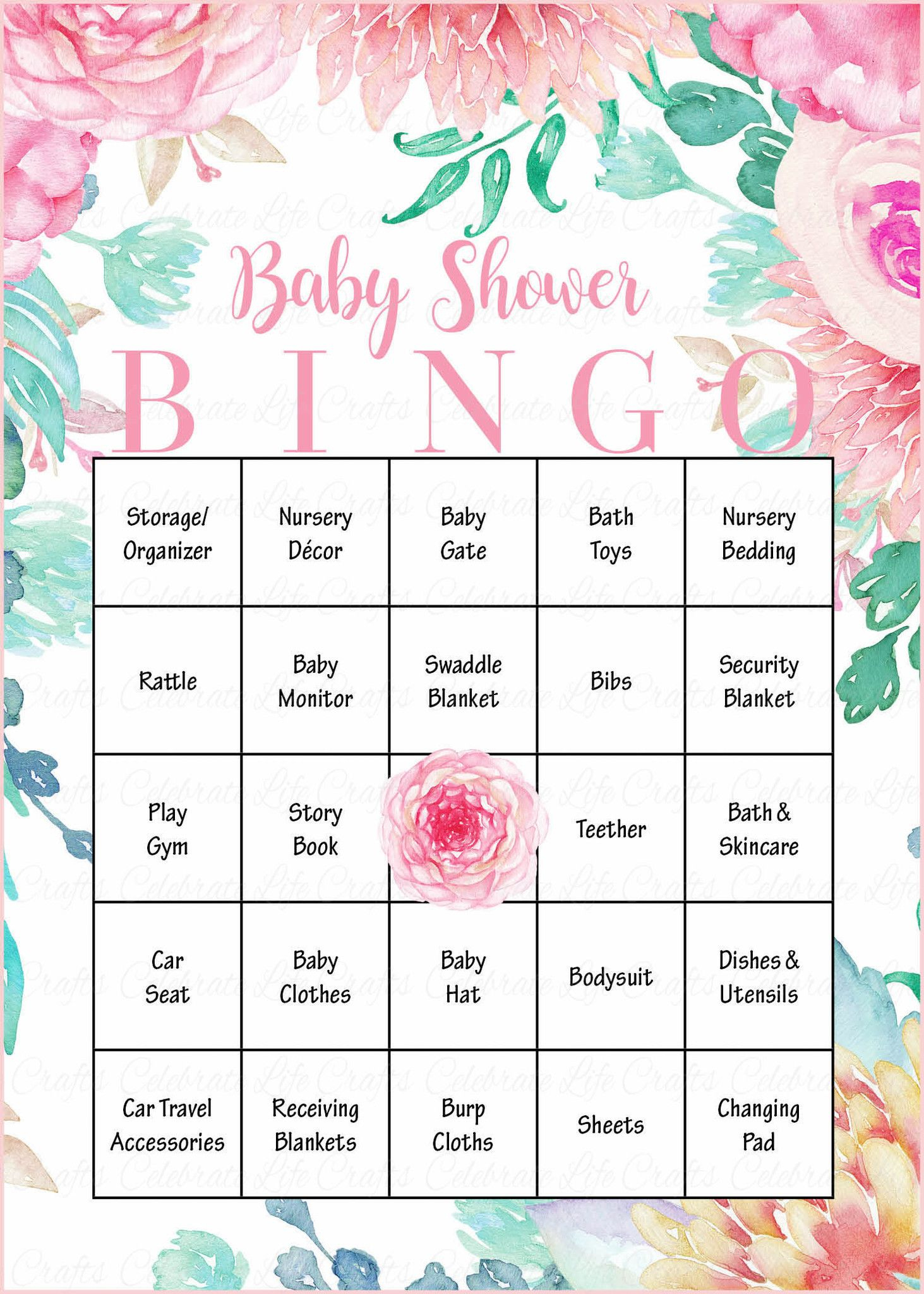 Floral Baby Bingo Cards - Printable Download - Prefilled - Spring - Baby Bingo Game Free Printable