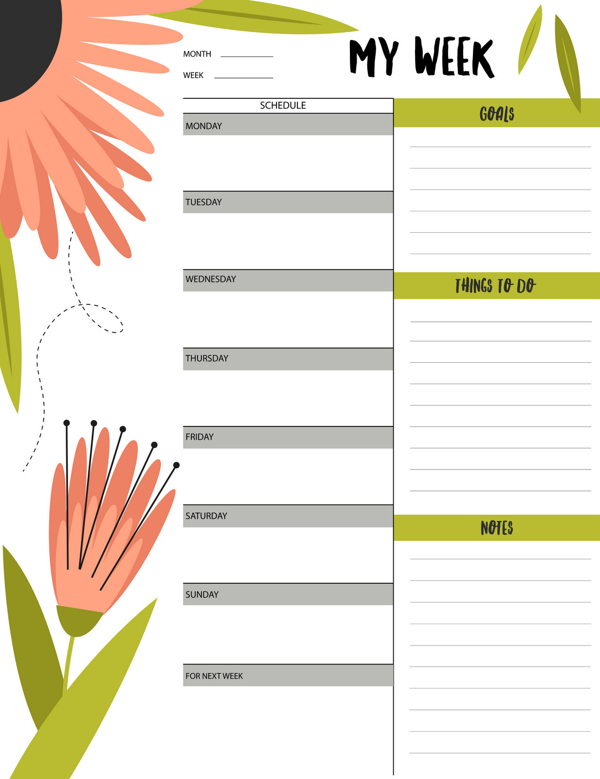 Floral &amp;quot;my Week&amp;quot; Schedule &amp;amp; To-Do List Printable - Free Printable - Free Printable To Do List Planner