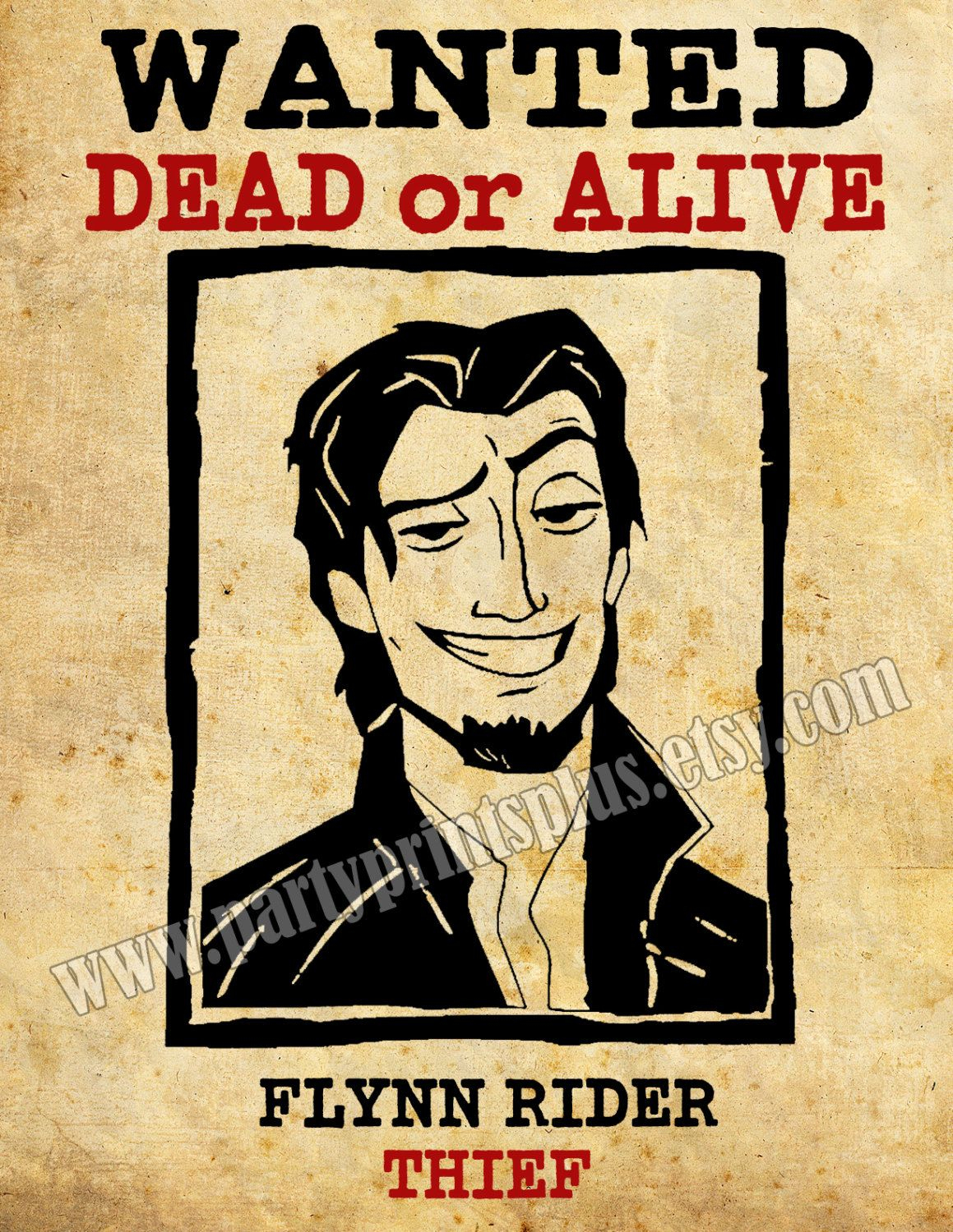 Flynn Rider Wanted Poster Decoration Forpartyprintsplus, $1.00 - Free Printable Flynn Rider Wanted Poster