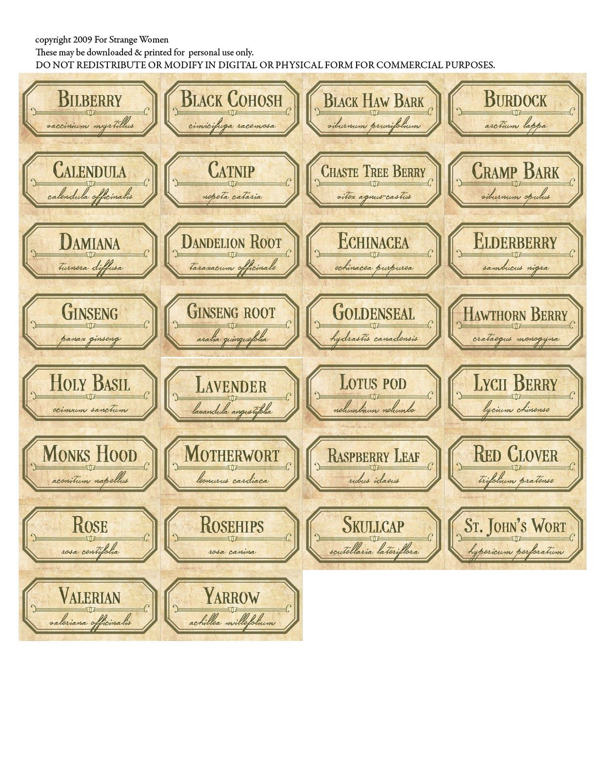 For Strange Women: Diy Spice Jar Labels - A Free Download To - Free Printable Herb Labels