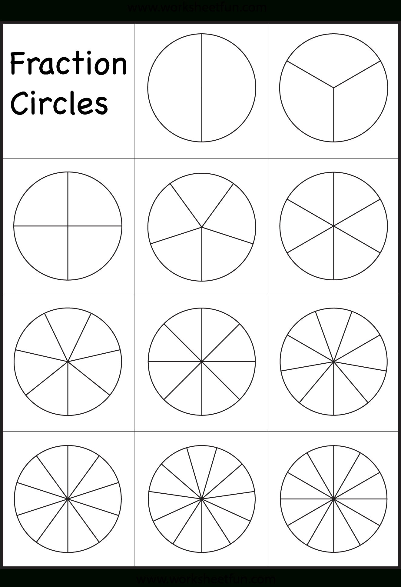 Fraction Circles Template – Printable Fraction Circles – 1 Worksheet - Free Printable Blank Fraction Circles