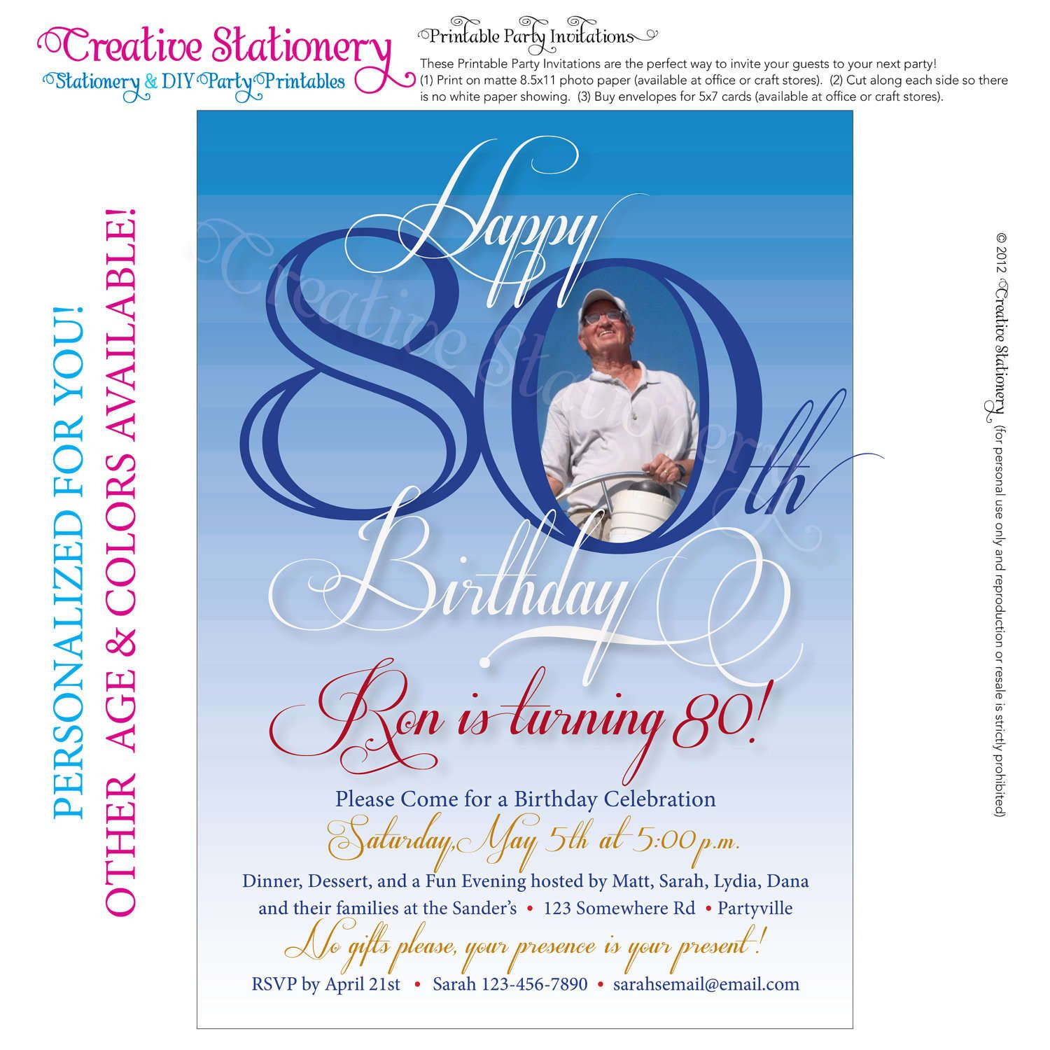 Free 80Th Birthday Invitations Templates | Free Printable - 21St Birthday Invitation Templates Free Printable