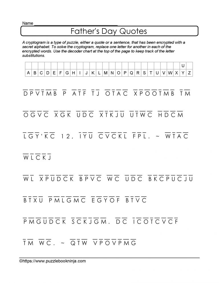 Father&rsquo;s Day Cryptogram Puzzles