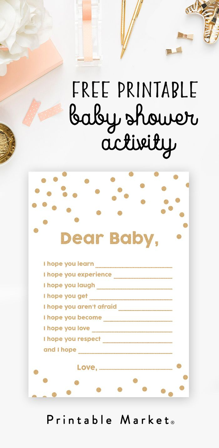 Free Baby Shower Printable – Gold Glitter Wishes For Baby - Instant - Free Printable Baby Registry Cards