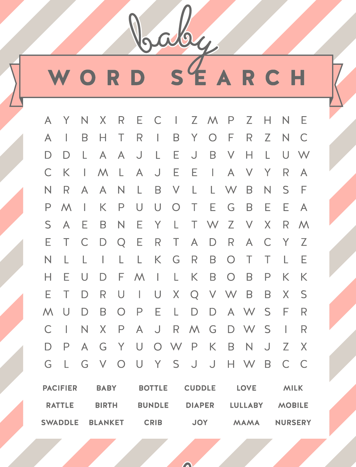 Free Baby Shower Word Search Puzzles - Free Printable Baby Shower Word Search