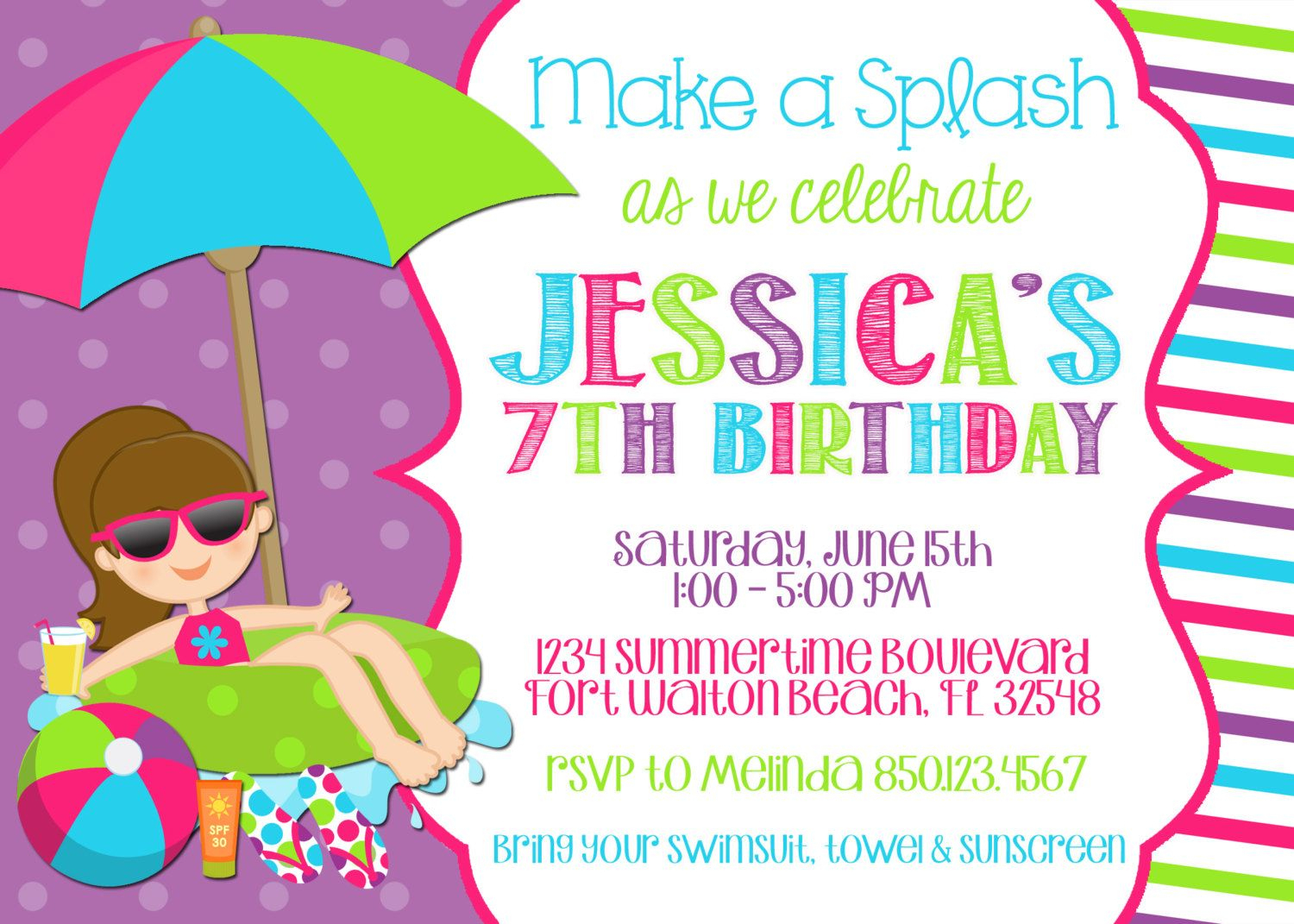 Free Birthday Party Invitations Card Printable Glamours Children - Free Printable Polka Dot Birthday Party Invitations