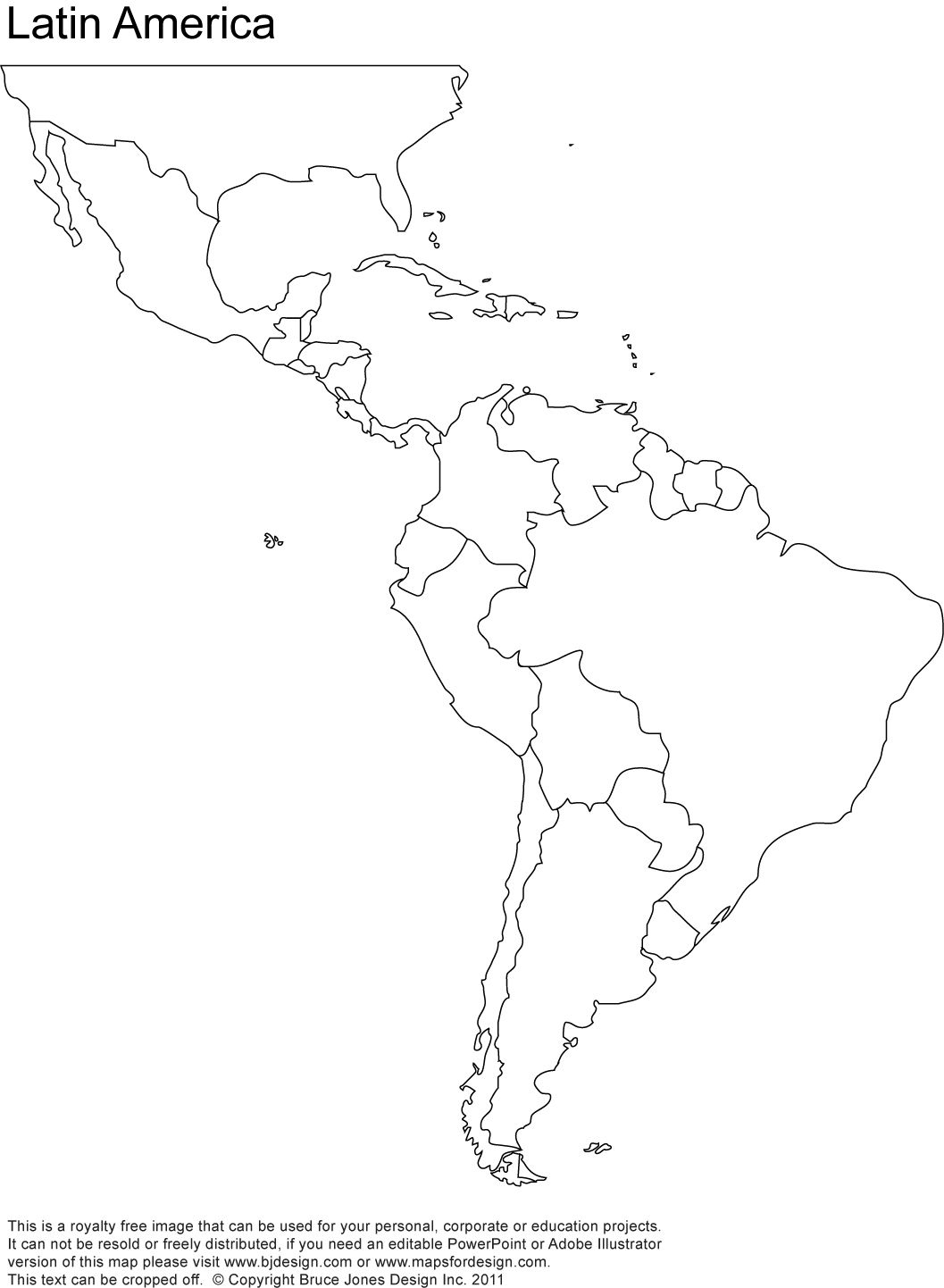 Free Blank Map Of North And South America | Latin America Printable - Free Printable Outline Map Of North America