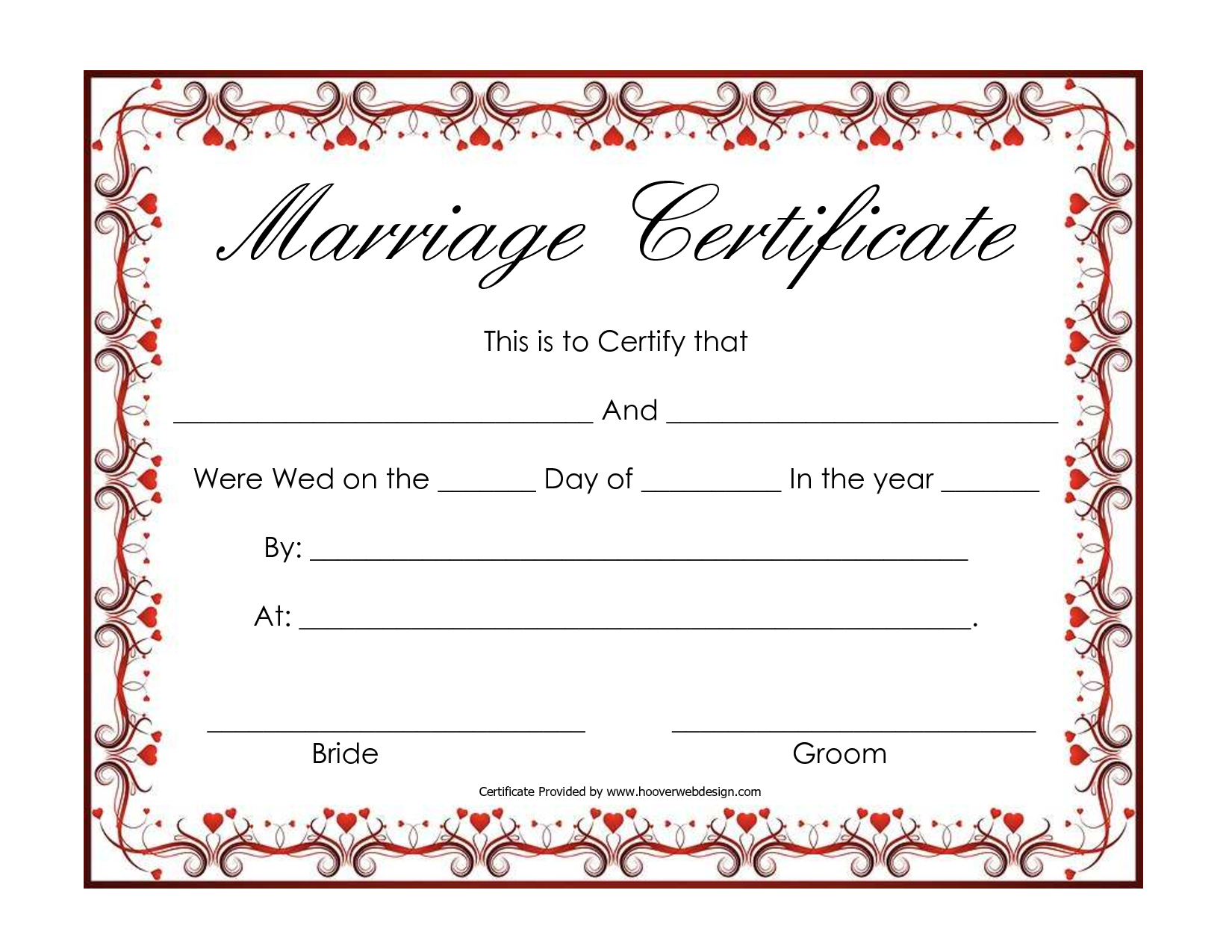 Free Blank Marriage Certificates | Printable Marriage Certificate - Free Printable Wedding Certificates