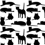 Free Cat Images: Free Digital Cat Pattern   Black And White Colored   Free Printable Cat Silhouette