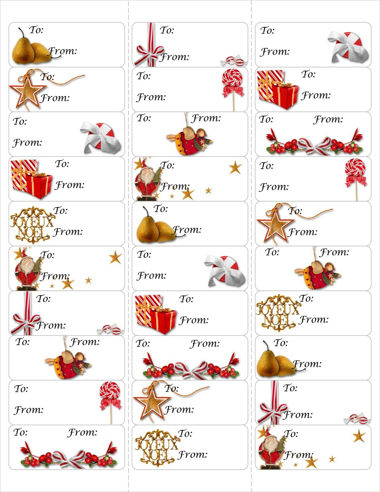 Free Christmas Gift Tag Printable ~ Print Either On Card Stock &amp;amp; Cut - Free Printable Labels Avery 5160