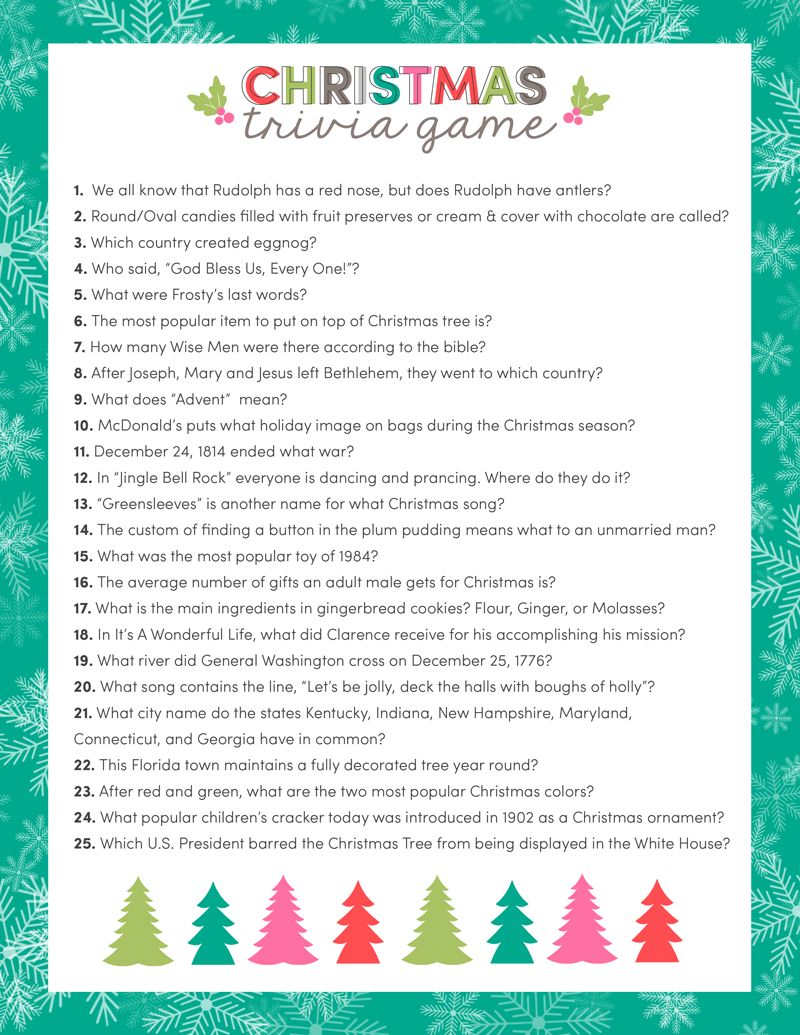 Free Printable Christmas Games For Family Gatherings Free Printable