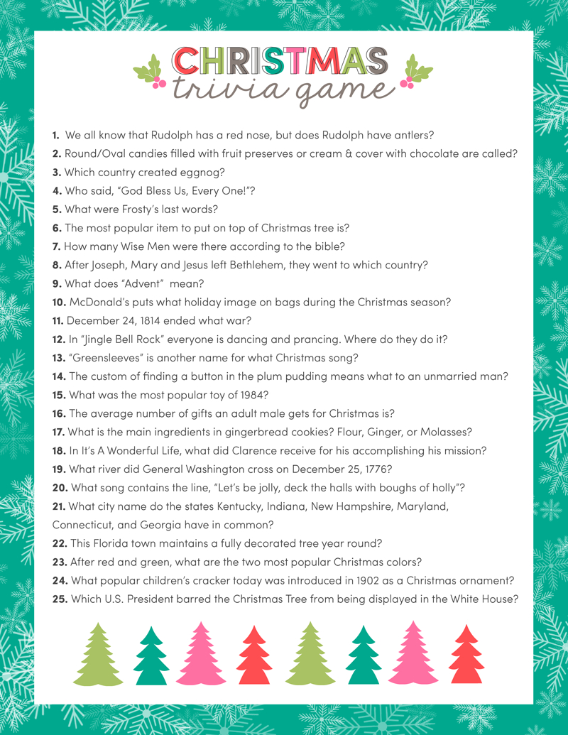 Free Christmas Trivia Game | Lil&amp;#039; Luna - Free Printable Christmas Plays Church