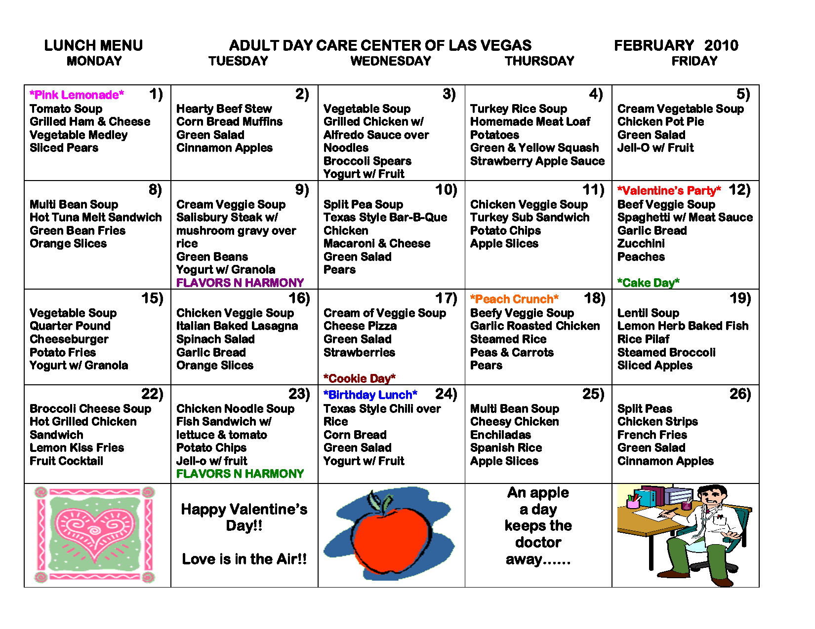 Printable Fillable Weekly Menu Template For Daycare 2023 Calendar 