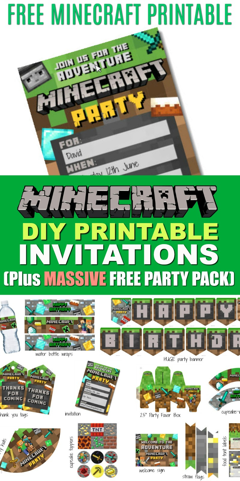 Free Diy Printable Minecraft Birthday Invitation - Clean Eating With - Free Printable Minecraft Birthday Party Invitations Templates