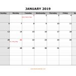 Free Download Printable Calendar 2019, Large Box Grid, Space For Notes   Free Printable Schedule