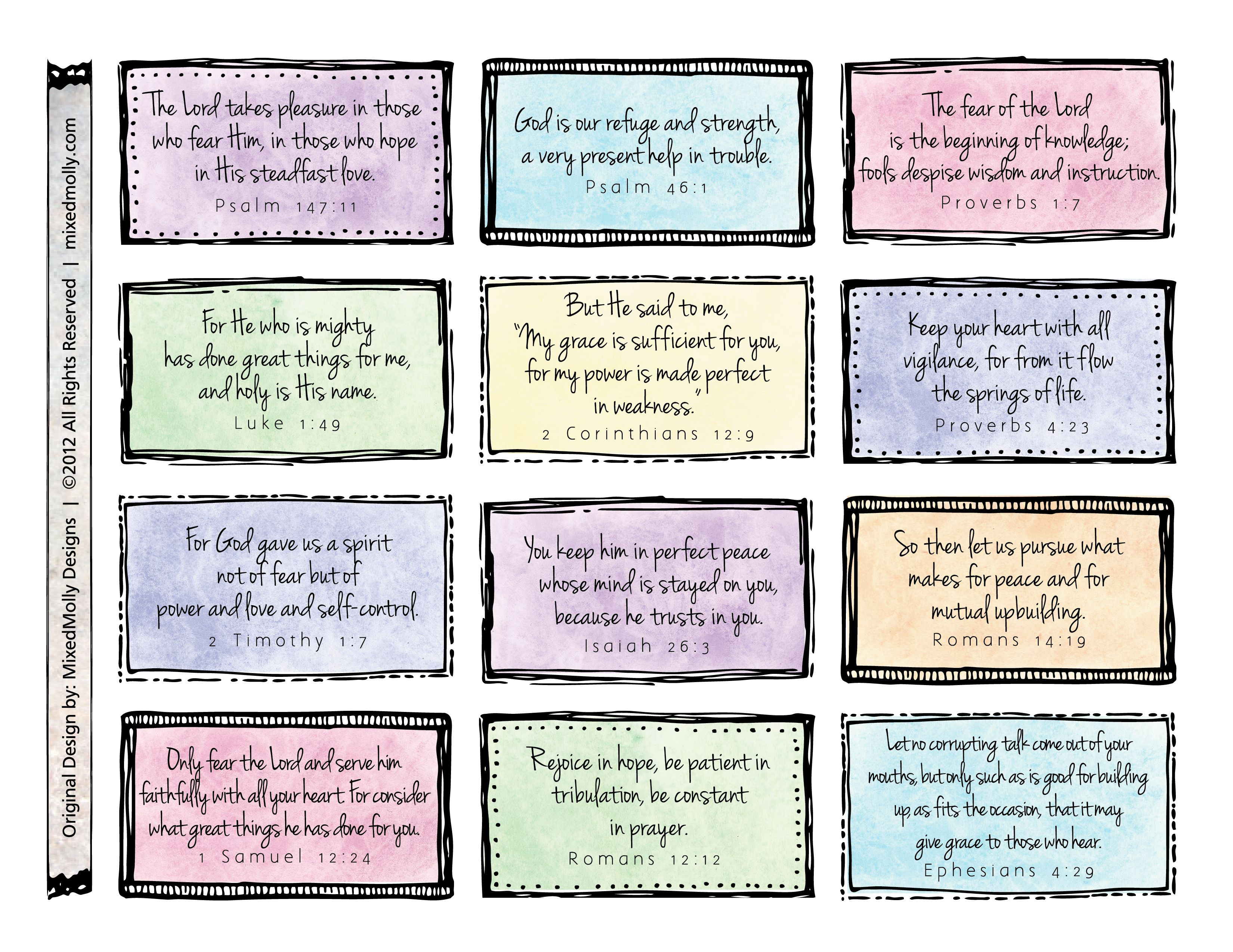 Free Downloadable Scripture Cards. Print On Card Stock And Place On - Free Printable Scripture Cards